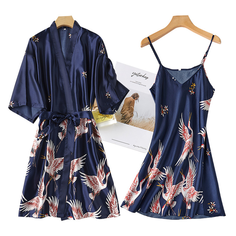 Burgundy Women 2PCS Faux Silk  - Robe Silk Women ulasan dan harga